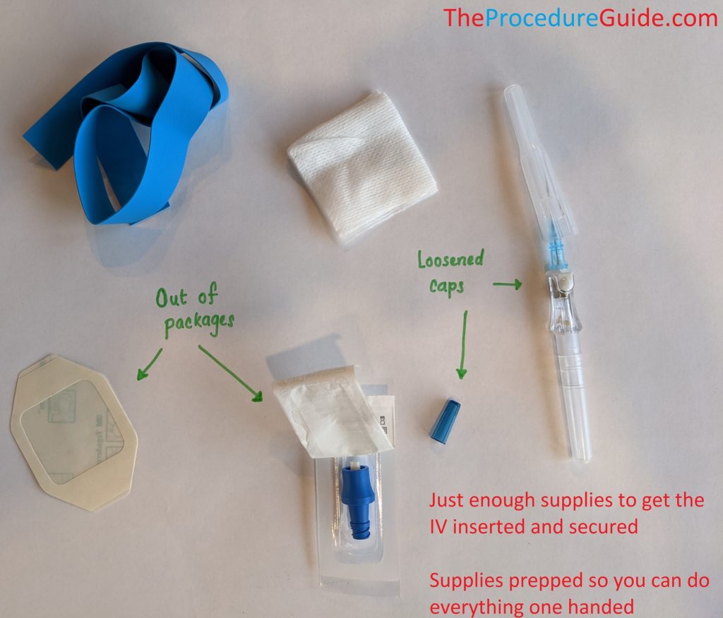 Peripheral IV supplies setup